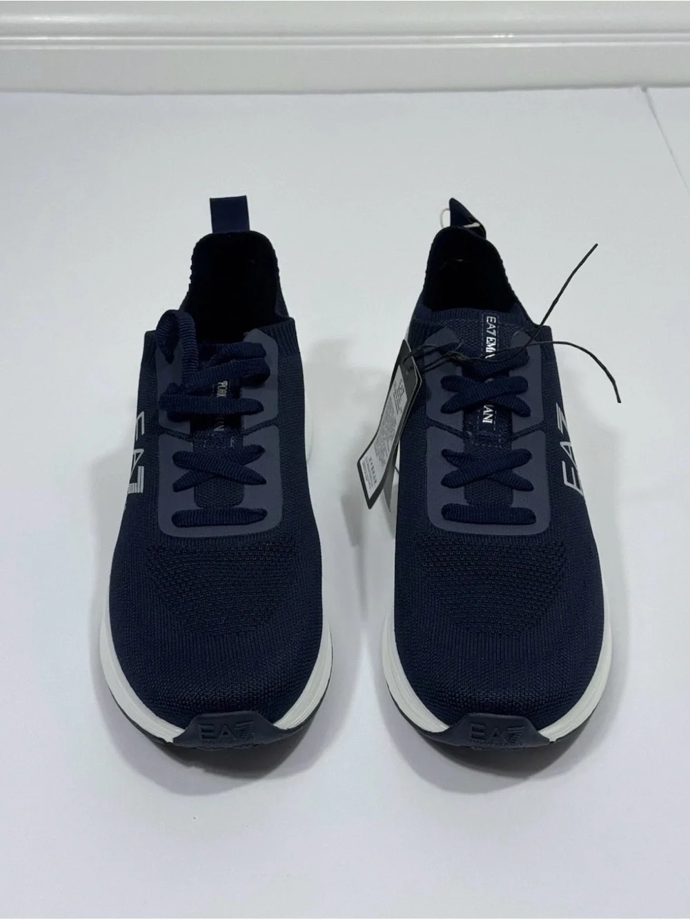 EA7 Emporio Armani Sneakers Men US 11.5 EU 46 Navy Knit Running Shoes New